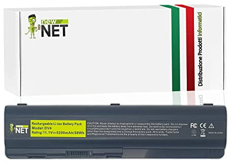 new net Batteries - Batteria Compatibile con HP Pavilion DV5-1006ET DV4-1043TX DV4-1213 DV5-1205AX DV4-1121 DV5-1107TX DV6-1125EO DV4-1524LA DV6-1120SK DV4-2170 [ 10.8-11.1 V - 5200 mAh - 58 Wh ]