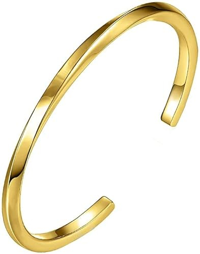 通用 Edelstahl Oval Offen Maschette Armband Armreif für Damen unregelmäßige offene Manschette Armreif Edelstahl Armband Armbänder für Frauen Valentinstag Geburtstag Geschenke gold