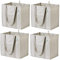 VENO 4 Pack Reusable Grocery Shopping Bag w/Bottle Holder, Trolley Shopper Bags for Cart, Multipurpose Heavy Duty Tote, Daily Utility Bag, Stands Upright, Sustainable (4 Pack, Beige)