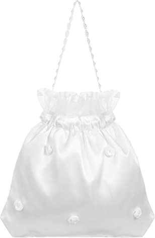 Satin Braut Hochzeit Geldbeutel Weiße Brauthochzeit Tasche Hochzeit Satin Geschenktüte Satin Geschmücktes Tasche mit Perle Brauthochzeit Dolly Tasche