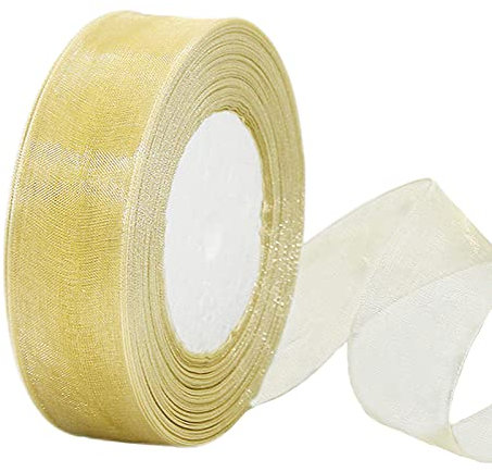 45m Organzaband Aprikose 38mm Breit Chiffo Geschenkband,Transparentes Organza Bänder Chiffonband Schleifenband Dekoband Geschenkverpackung Deko Band Tüllband für Weihnachten Hochzeit Taufe Geburtstag