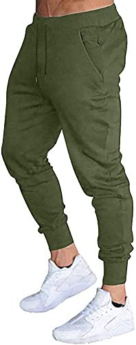 VIGVAN Jogginghose Herren Sporthose Baumwolle Trainingshose Fitness Hose Lang Freizeithose Slim Fit Joggers Pants (XXL, Grün)