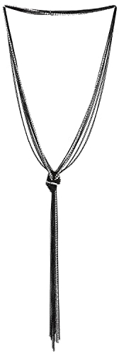 COOLSTEELANDBEYOND Boemo Chic Nero Collana Lariat Statement Collana Frangia Nappa Pendente Strass Multi-Fila Lunga Catena Y-Forma