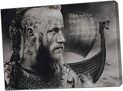Ragnar Lothbrok Zitat Wikinger Bild auf gerahmter Leinwand, Wandkunst, Heimdekoration, 76 x 60 cm, 18 mm Tiefe