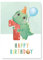 Friendly Fox Geburtstagskarte für Kinder 1. Geburtstag, 1x DIN A5 Dino Glückwunschkarte zum Kinder Geburtstag, Happy Birthday Karte mit Umschlag