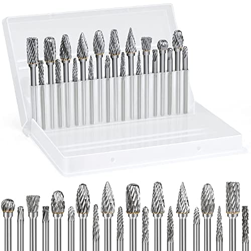 20Pcs Hartmetall-Die-Grinder Bits Set für Dremel Werkzeugzubehör, 1/8 Schaft Doppelschnitt Wolfram Stahl Rotary Grar Set für Holz Metall Schleifen Gravur Polieren Carving Werkzeuge