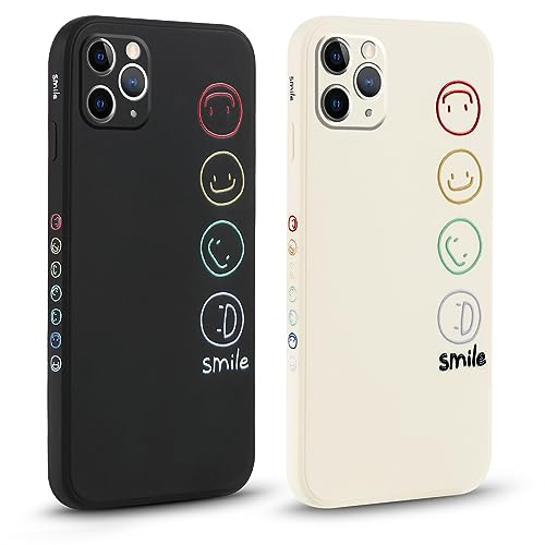 Pnakqil 2 stück Handyhülle für Apple iPhone 11 Pro Max 6.5,Hülle Süßes Bemaltes Smile Face Design Case Weiche Tasche für Damen Geschenk Modische TPU Dünn Stoßfeste Kameratasche Schutzhülle