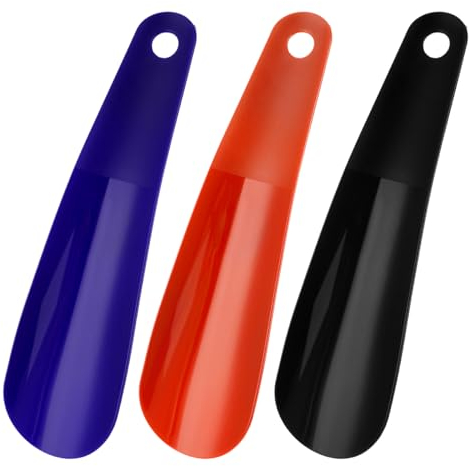 Jeffdad 3 Stück Schuhlöffel Klein, 16cm Kunststoff Schuhanzieher Mini Schuhlöffel Shoe Horn mit hängendem Loch ergonomischer Form