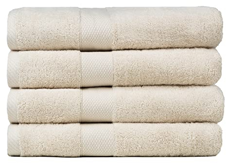 CLEANUP TOWELS MEAN HIGHLY ABSORBENT, Set of 04 Bath Towels Extra Large 80x140 cm, Ultra-Soft Premium Terry Cotton Towels, Large Set Clearance (SEA SALT)