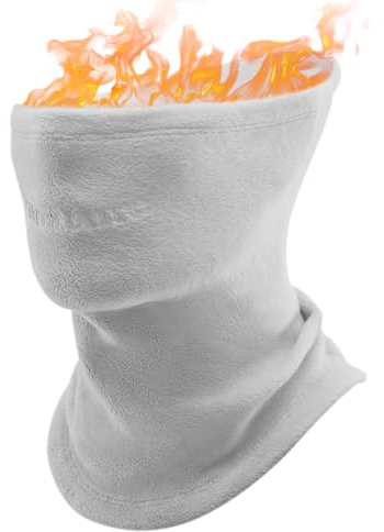 Qunature Cache Cou Polaire Réversible Épais Hiver Foulard Élastique Masque Écharpe Femme Homme Sous Casque Durable Ski Patinage Vélo Randonnée Escalade Pêche Nylon L Gris