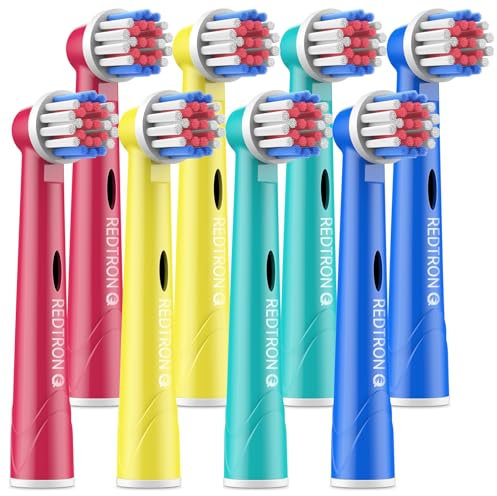 REDTRON-Kinderzahnbürstenköpfe für Oral B, Zahnbürstenköpfe für oral b Tiefen-und Präzisionsreinigung, mehrfarbige elektrische Bürstenköpfe für Kinder (8er-Pack)