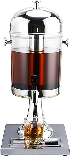Macchina per Bevande Fredde Commerciale, Dispenser per Bevande in Acciaio Inossidabile con Contenitore per Il Ghiaccio, Rubinetto e Vassoio di Scarico, Dispenser per Bevande a Testa Singola da 8 Lit