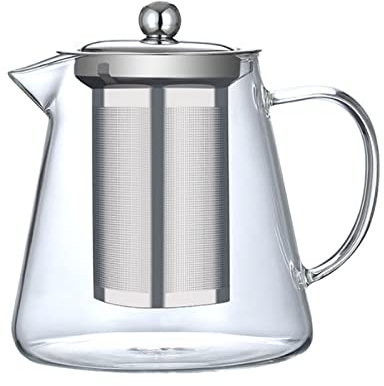 Tetera de vidrio con infusor 550ml / 18oz Tetera de vidrio Tetera de estufa transparente for tetera floreciente y de hojas sueltas