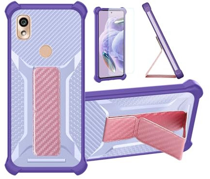 Aroepurt Hülle Für Kyocera Anshin Smartphone 5g Ky-51b Hülle Case Handyhülle Schutzhülle Cover [mit gehärtetem Glas-Screen-Protector] Hybrid [Folding Support Magnetic] [Frosted Anti-Fingerprint] Lila