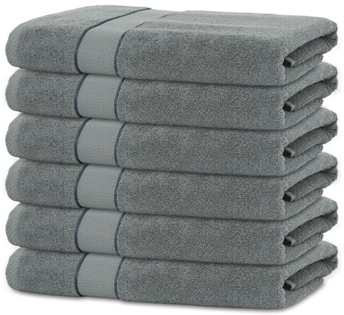 BANANALU 6 Handtücher Set 50x100cm 100% Baumwolle Gästehandtücher Handtuch Grau-Grün