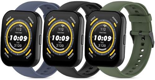 RenSheng 3 Piezas Correas Compatible con Amazfit Bip 5 Pulsera, 22MM Correa Deportiva de Silicona Suave y Transpirable Compatible con Amazfit Bip 6 Correas Intercambiable Pulseras