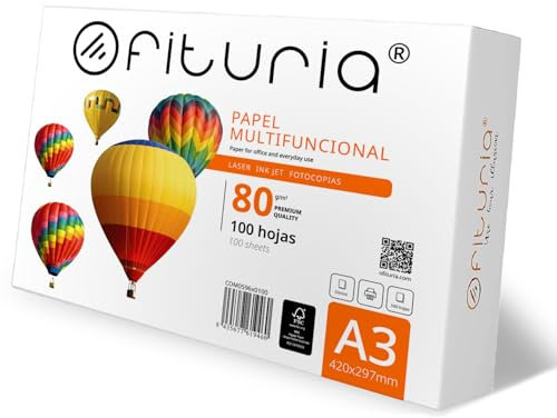 Blätter A3, Universalpapier für Drucker und Kopierer, Weißes A3-Papier für Arbeitsumgebungen und den Hausgebrauch, Blätter DIN A3 80g/m², Paket mit Blättern - Ofituria (100 Blatt)