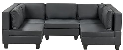 5-Sitzer Wohnlandschaft Kunstleder schwarz U-förmig modular modern Unstad