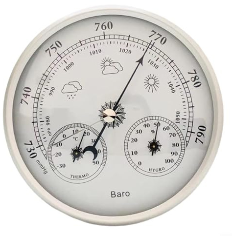 EXTRWORY 130MM 3-in-1 Wetterstation Analog Wetterstation Thermometer Hygrometer Und Barometer zur genauen Messung des Luftdrucks