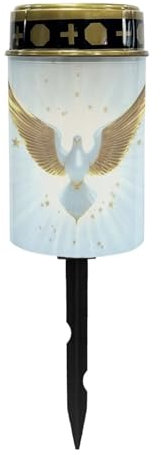 Uorisanigo Gold Peace Dove Cemetery Solar Lights for Grave Waterproof Solar Grave Lights for Cemetery Decoration Automatic Solar Powered Flameless Candle Lights