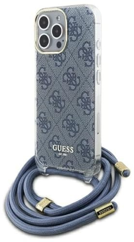 CG MOBILE Guess GUHCP16XHC4SEB Hülle für iPhone 16 Pro Max 6.9 blau Crossbody Cord 4G Print
