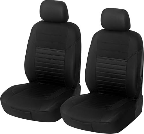 Upgrade4cars Autositzbezüge Vordersitze Schwarz | Auto-Schonbezüge Set Vorne für Fahrersitz & Beifahrer | Auto-Sitzbezug Universal | Autozubehör Geschenke für Frauen und Männer