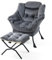 SNDMOR Sessel mit Hocker, Sessel Relaxsessel mit Metallgestell, Minimalistischer Polstersessel mit Seitentaschen, Geeignet für Schlafzimmer, Wohnzimmer, Balkone, Studie（Dunkelgrau）