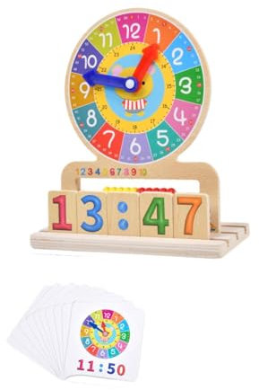 Sharplace Holz-Lehruhr, Lernuhr für Kinder, Holzuhr, Spielzeug, analoge Lehruhr für Kinder, Kleinkinder, Jungen, Mädchen, Kinder