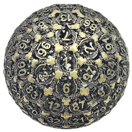 Dadi poliedrici in metallo, dadi a 100 facce placcati in metallo, dadi poliedrici solidi a 100 facce, dadi in metallo a 100 facce edizione da collezione utilizzati per giochi di dadi Dungeon e Dragon