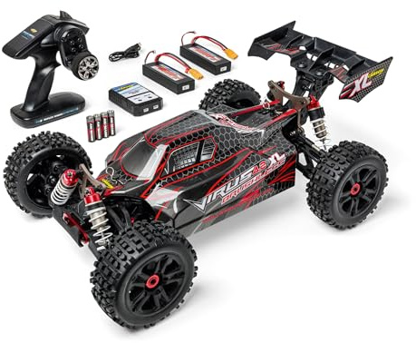 Carson 500409080 1:8 Virus 4.2 XL 100% RTR schwarz/rot - RC Auto, Ferngesteuertes Auto, Geschwindigkeit bis zu 80 km/h, 100% RTR Modell, inklusive Fernsteuerung