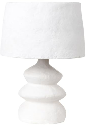 Tischlampe Pappmaché weiß handgefertigt modernes Design Tischleuchte Arapey