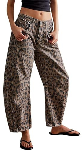 loveimgs Women's Womens Mid Rise Barrel Jeans Casual