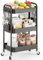 Urackify Storage Trolley on Wheels for Variety Applications, 3 Tier Trolley with Extra DIY Pegboards,Handing Bins, and Hooks for Living Room, Kitchen, Bathroom, Office, Classroom, Black