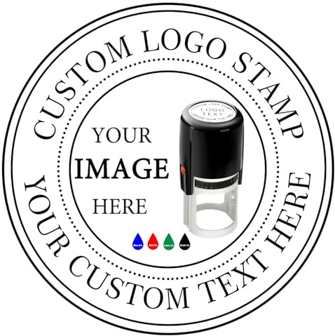 Individueller Logo-Stempel, selbstfärbender Stempel, individueller Business-Logo, Bild, Textstempel, 4 Farben und Schriftarten zur Auswahl
