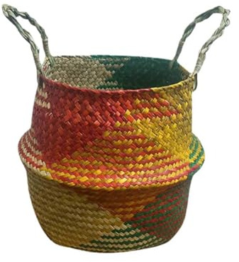 Osmond Aufbewahrungskorb mit Griffen, Gewebt, Faltbar, Aufbewahrungstopf, Pflanzenbecken, Abdeckung für Wäsche, Lebensmittel, Picknick, Strandkorb