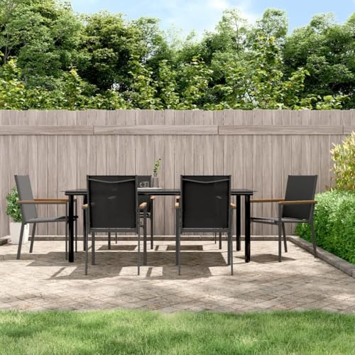 Festnight Gartenmöbel Set 6 Personen Terrassenmöbel Außen Gartenmöbel Set 6 Stühle mit Tisch Sitzgruppe Outdoor Gartentisch mit Stühlen Set Garten Essgruppe Gartengarnitur Textilene und Stahl
