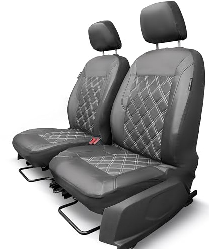Car Seat Covers Set | Leatherette with Diamond Stitching | Driver & Passenger Leather Front Seat Cover