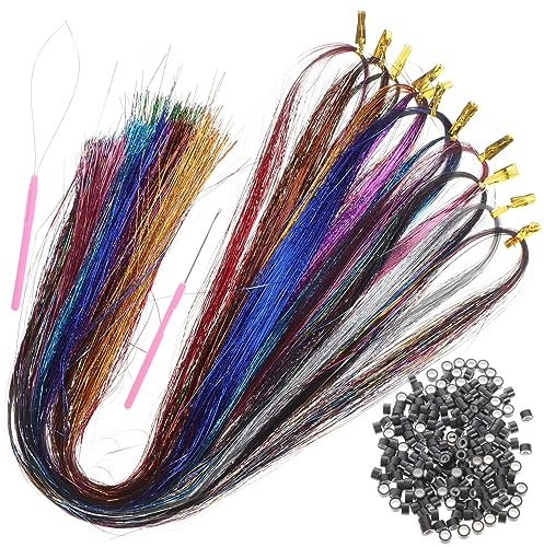 Glitzer Haarverlängerungsset mit Werkzeugen 1 Satz 18 Farben 120cm