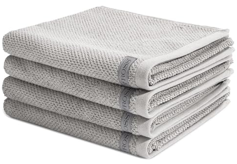Ross - 4 teiliges Frottier-Set - Selection Bio-Baumwolle (4 X Handtuch im Set) - 540 g/m2 - Baumwolle - Frottee - saugstark - weich und flauschig - Kiesel