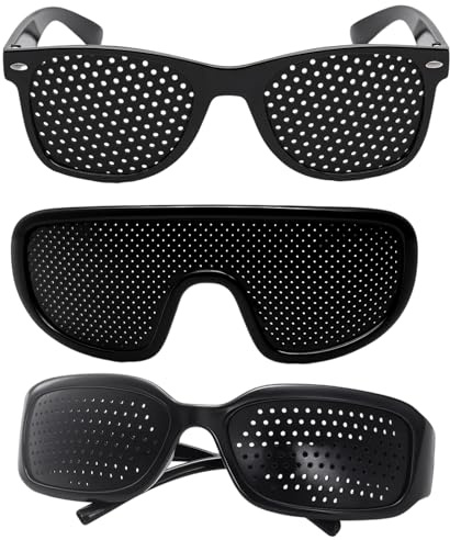 Pinhole Glasses Set of 3, Correction Glasses with Pin Hole Technology, Vision Correction Glasses for Office Professionals, and Digital Device Users, Includes 1 Sport, 1 Standard, and 1 Connected Style