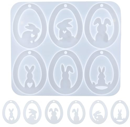 Silikonformen Gießformen Ostern Silikonform Hase Ei Anhänger Gips Gießen Formen Osterdeko Basteln DIY Osterhasen Silikonform Giessformen (übliche Größe, Osterhasen in Eiform)