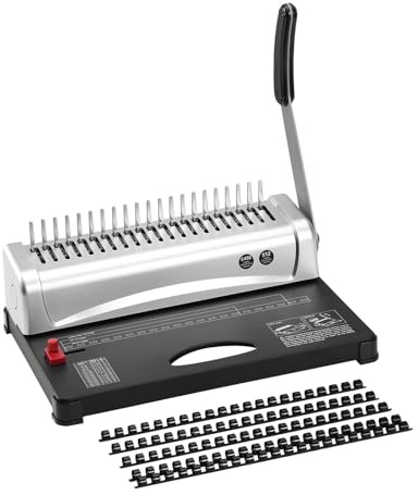 Bindegerät, Bindemaschine Kammbindemaschine 21 Löcher Bindung 450 Blätter Buchbindermaschine mit 100 PCS 3/8 '' Kammbinderücken