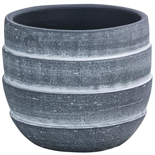Dehner Übertopf Eneas, handgefertigter Indoor Blumentopf, Ø außen 21 cm/innen 18.2 cm, Höhe 18 cm, Keramik, grau