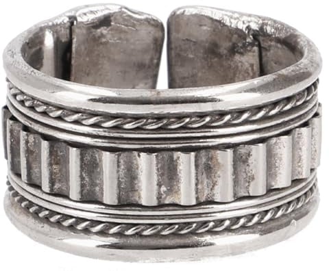 GURU SHOP Breiter Modeschmuck Ring aus Indien, Boho Schmuck | Handgearbeitetes Design, aus Messing, anpassbar, Ethno-inspiriert, einzigartig, ideal für besondere Anlässe