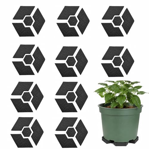 Admygo 40 Pcs Invisible Plant Pot Feet, Non-Slip Stackable Hexagon Pot Risers, Anti-Slip Planter Feet for Indoor & Outdoor, Elevate Flower Pots to Protect Floors & Improve Drainage, Black