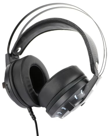 HOUDERCO USB 7.1 Rgb Gaming Headset with Microphone, Black Plastic Over-ear Headphones Featuring High Sensitivity and Voice for Playing Game, Compatible with PC and Laptop