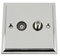 TV Aerial + Sky Satellite Wall Socket - Polished Chrome Victorian - Black Insert