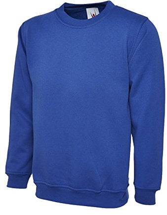 Uneek 300g Plain Classic Crewneck Sweatshirt -Royal Blue - Medium