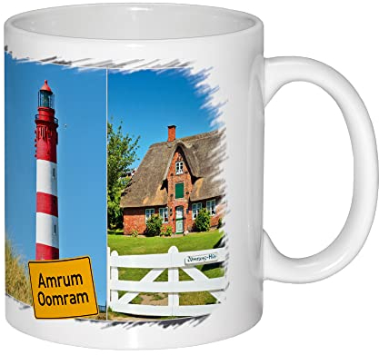 City-Concept Kaffeetasse Amrum - Foto Kaffeetasse mit Inselmotiv - Kaffeebecher für Amrum-Fans - Amrum Souvenir als Andenken - Teetasse mit 325ml für echte Nordseeler - Moin
