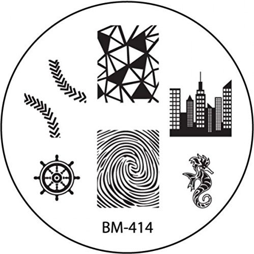STAMPING-SCHABLONE # BM-414 °°Skyline, Fingerabdruck, Fingerprint, Anker, Seepferd°°